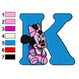 K Minnie Mouse Disney Baby Alphabet Embroidery Design